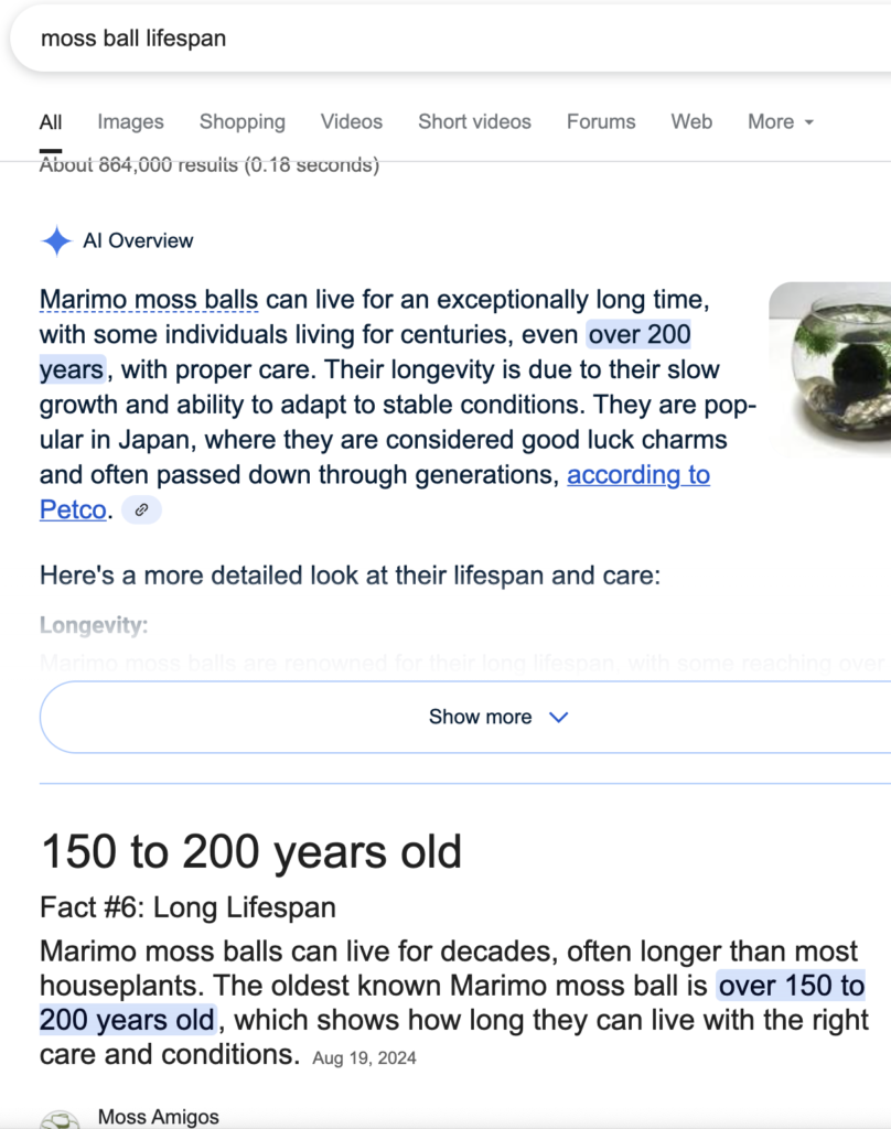 moss ball lifespan SERPS